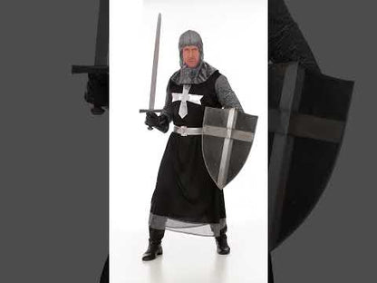 Déguisement chevalier médiéval noir et argent homme