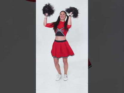 Луксозен помпом момиче червена жена костюм