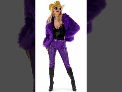 Лилаво палто от изкуствена кожа за възрастни