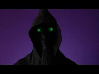 Masque intégral à capuche visage invisible et yeux lumineux vert adulte