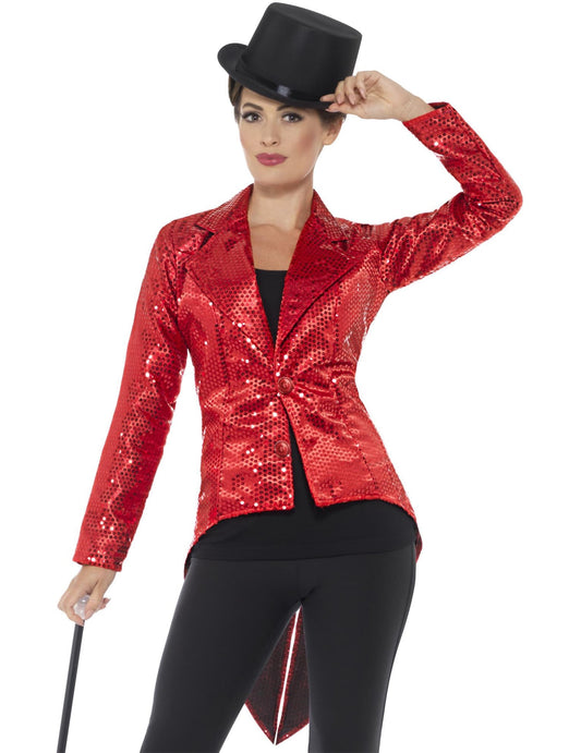 Queue de pie à sequins pour femme rouge