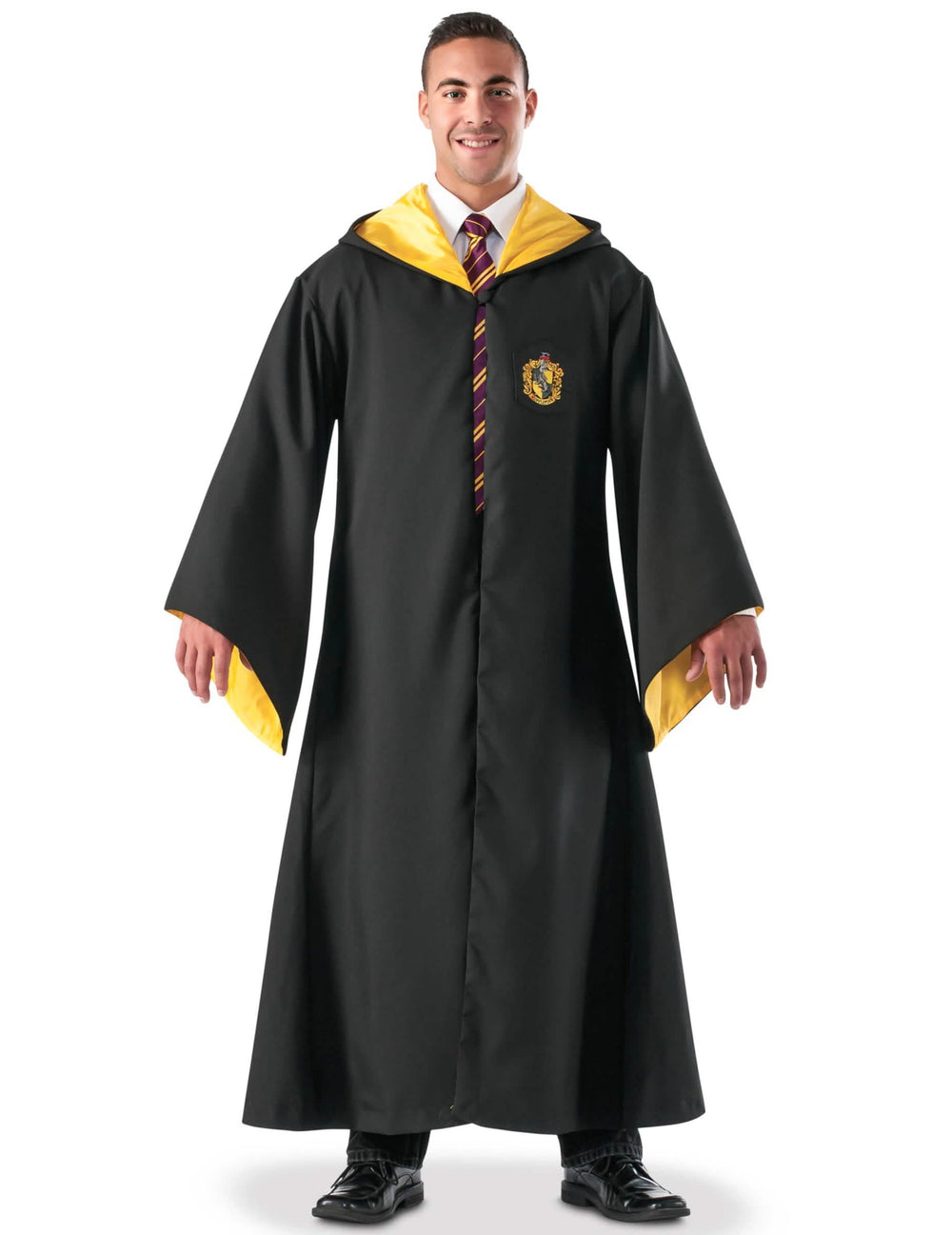 Лукс реплика на роба на магьосник Хафълпаф за възрастен черна и жълта