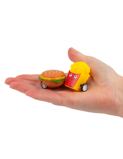 Търкаляща се играчка за бързо хранене с хамбургери и пържени картофи, задвижвана от триене