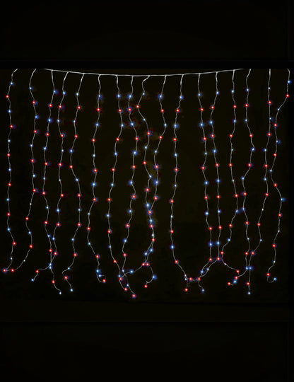Rideau lumineux multicolore pour fête 90 LED rouge et bleu