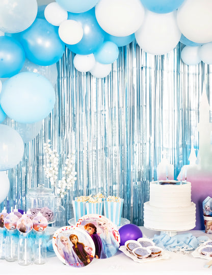 Сцинтилираща завеса с метални сини ресни 90 х 250 см