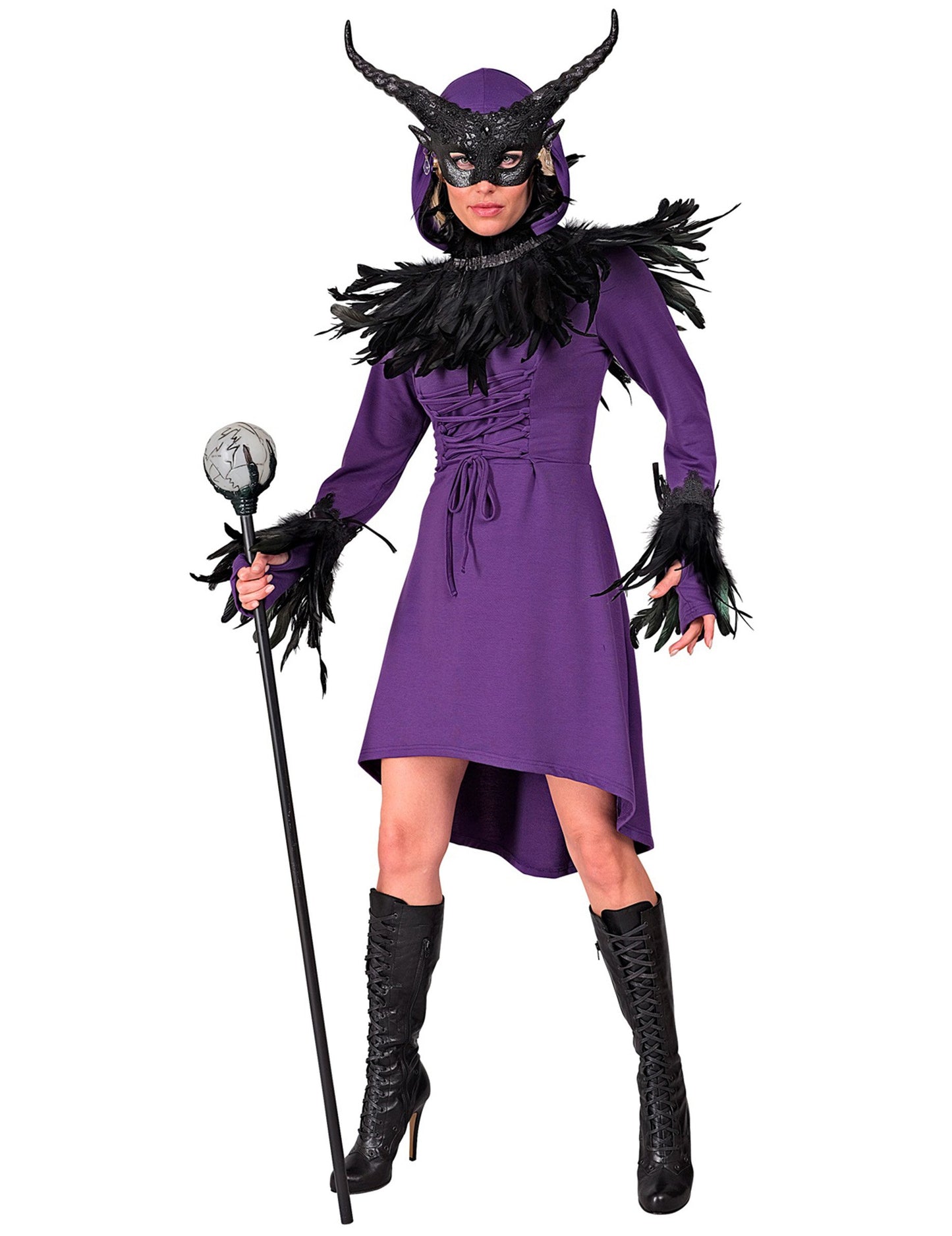 Лилава средновековна готическа рокля на жените