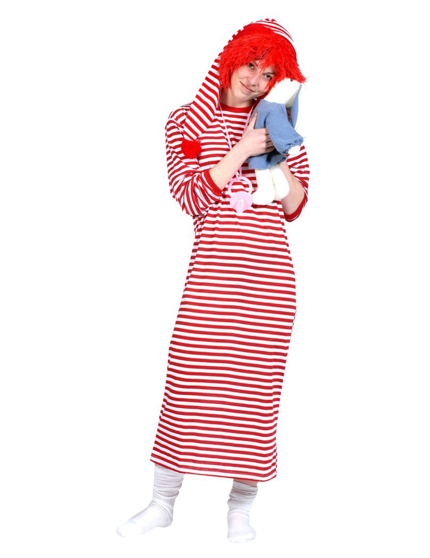 Дълга и бяла червена ивица рокля