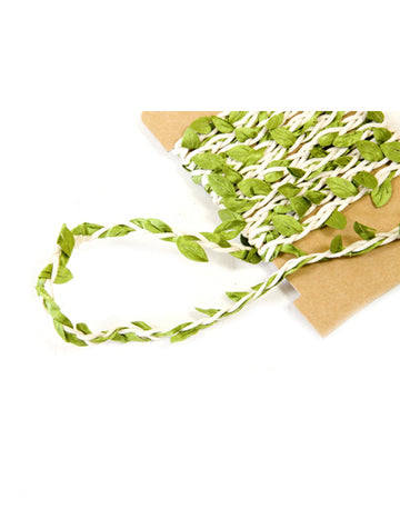 Ruban feuille mariage champêtre pour décoration ivoire et vert
