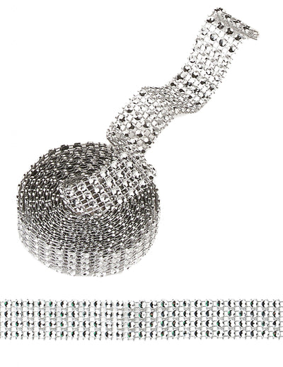 Ruban strass pour décoration de fête argent brillant