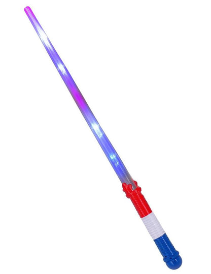 Sabre lumineux tricolore pour enfant avec manche bleu blanc rouge et lumière bleue