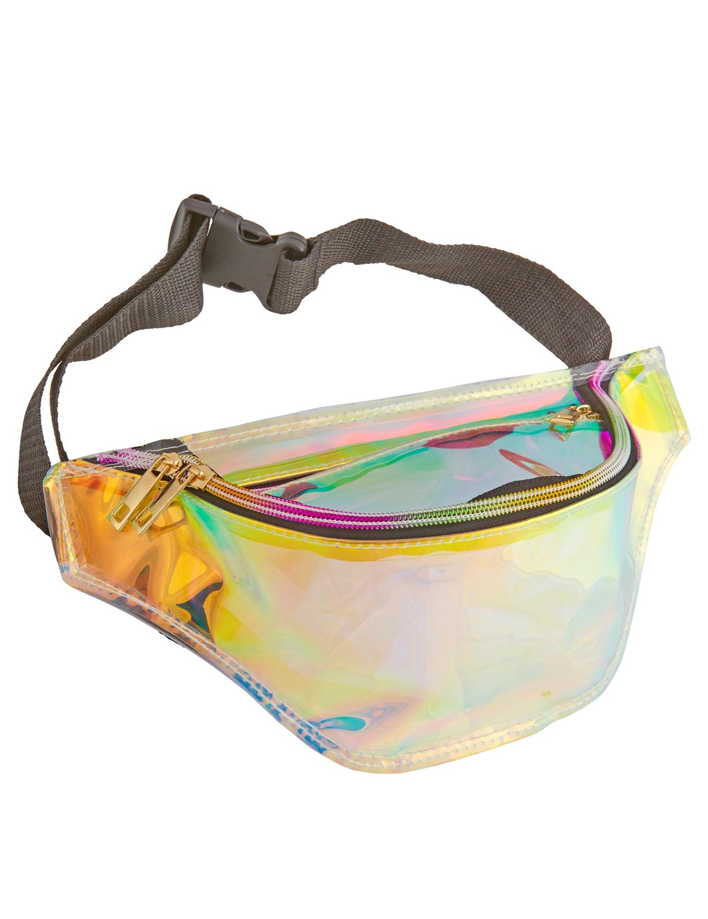 Sac banane holographique années 80 pour adulte transparent irisé