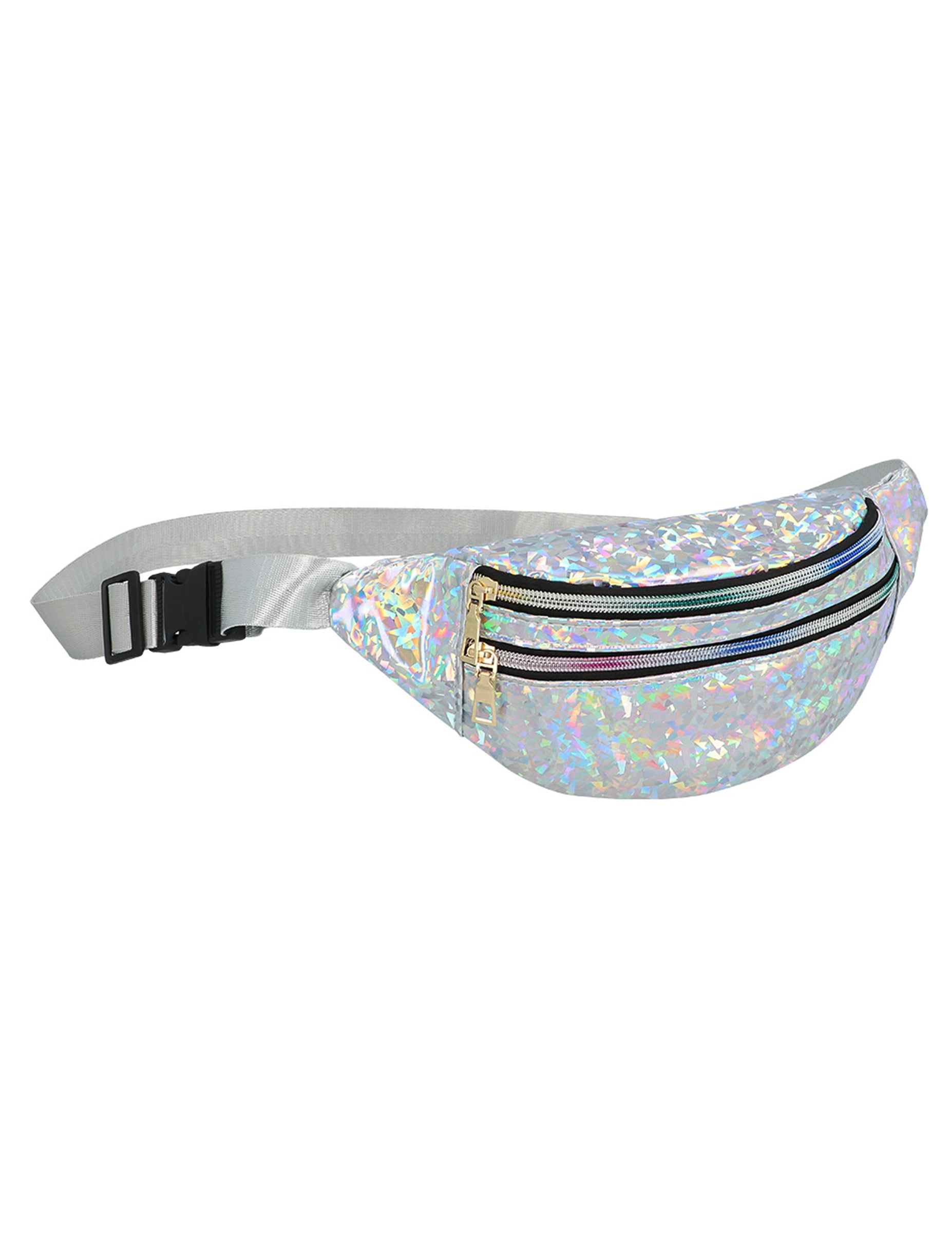 Vue de profil du sac banane holographique