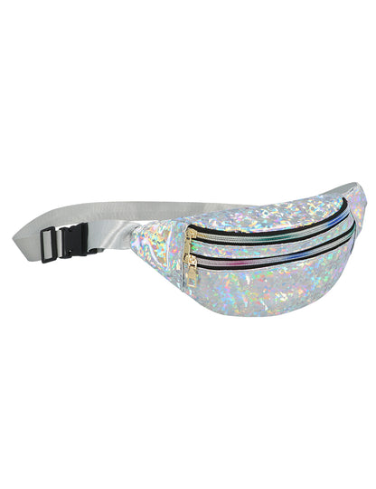 Vue de profil du sac banane holographique