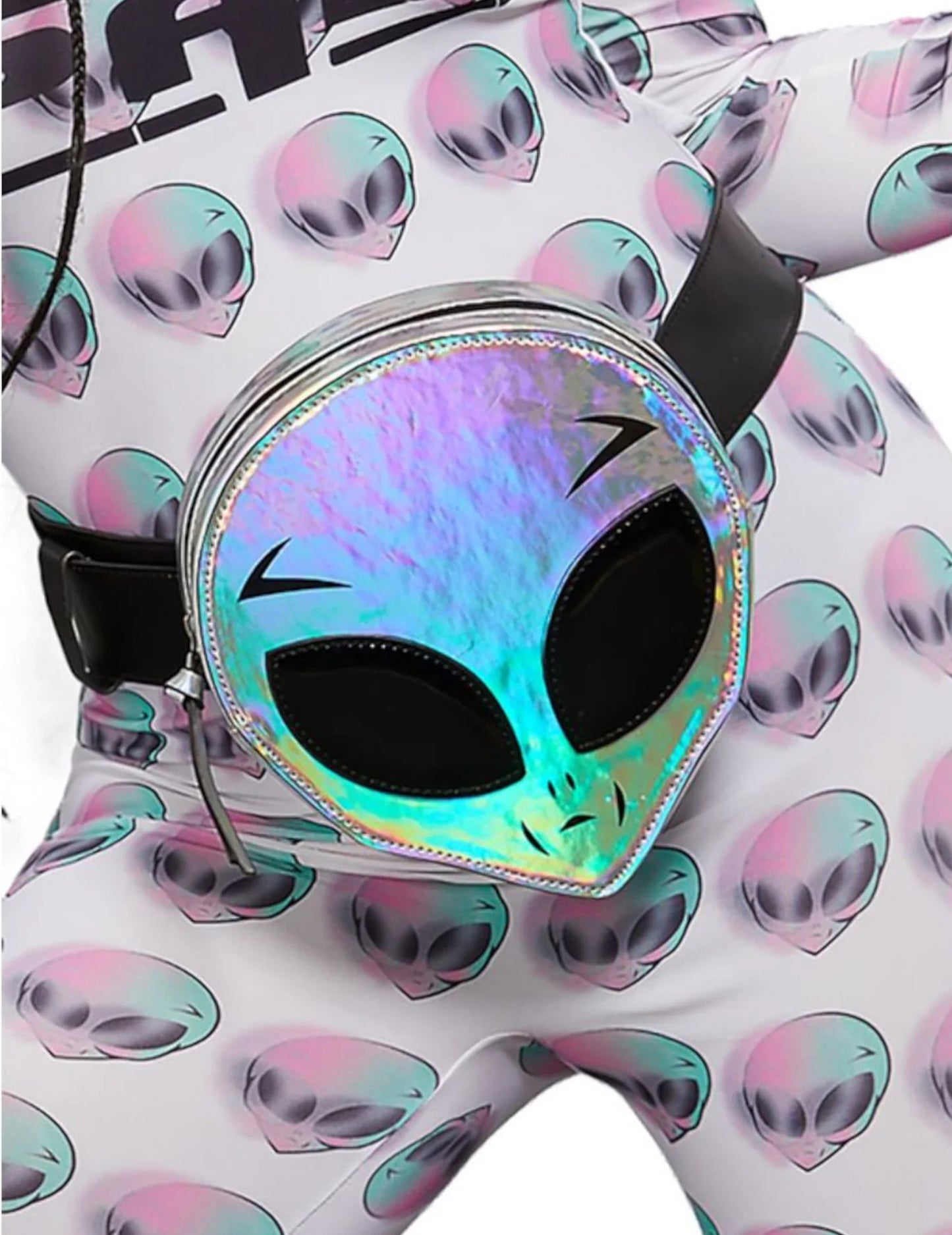 Sac banane tête d'alien pour femme holographique