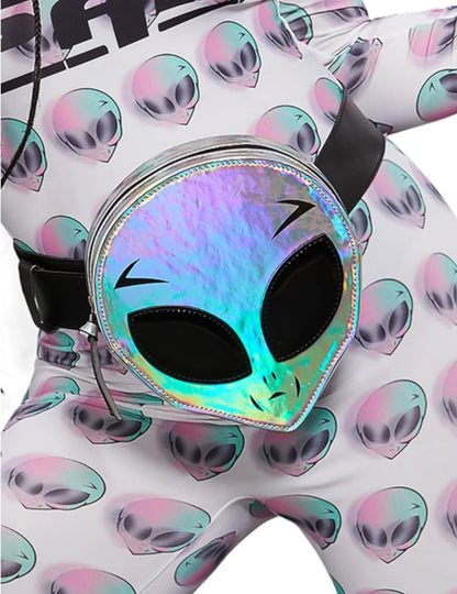 Sac banane tête d'alien pour femme holographique