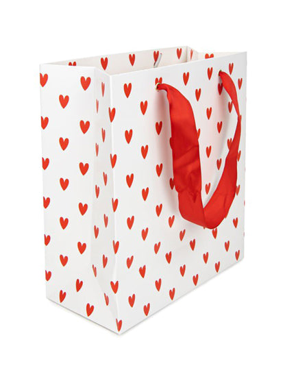 Хартиена торбичка с малки червени сърца, 28 x 25 cm