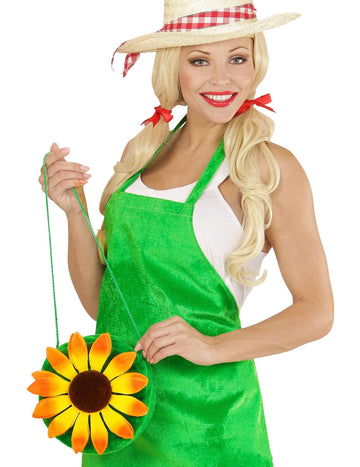 Зелена чанта за хипи с цвете