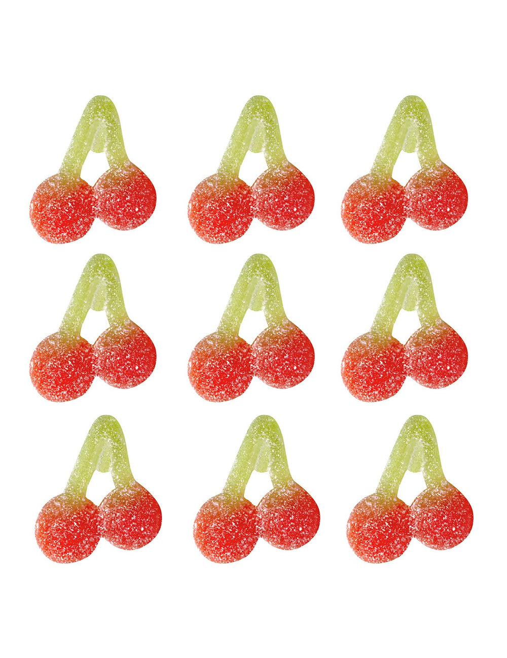 Детайл на киселите бонбони с форма на череши от пакета с бонбони Cherry Pik Haribo