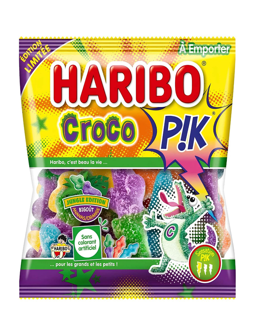 Пакетче с бонбони Croco PIK Haribo за всички киселички джунгла Edition bigout оранжев и ананас