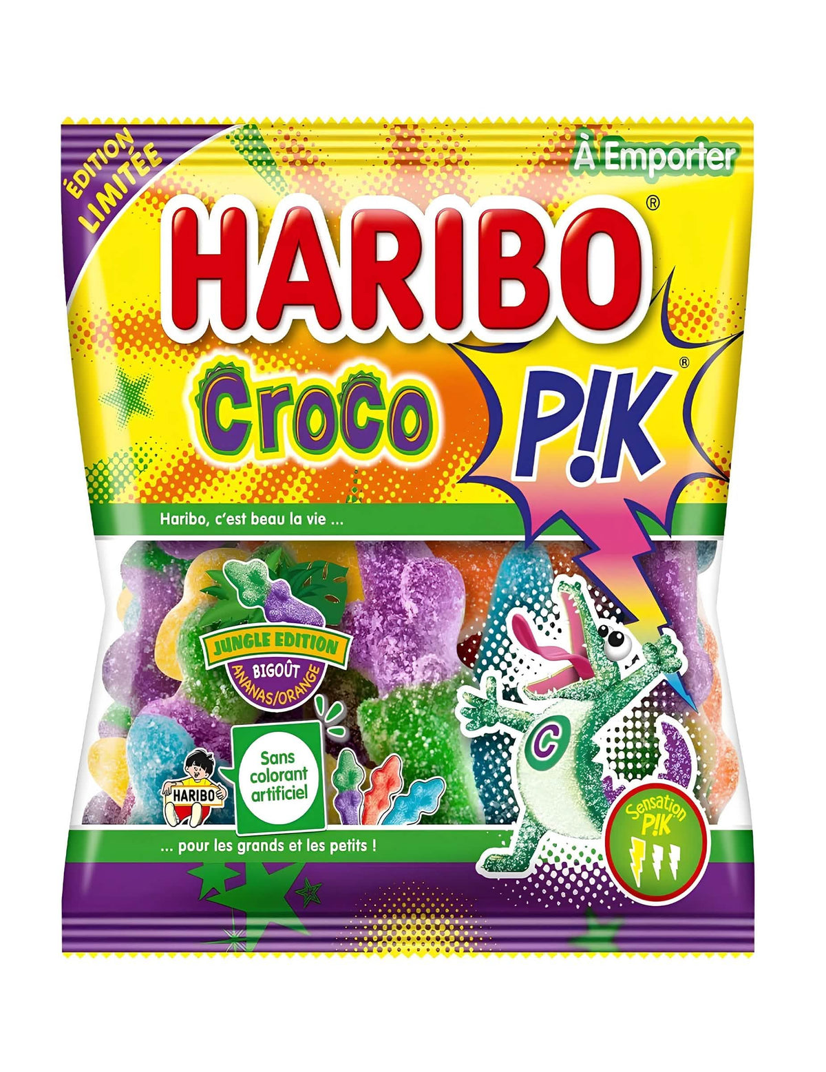 Пакетче с бонбони Croco PIK Haribo за всички киселички джунгла Edition bigout оранжев и ананас