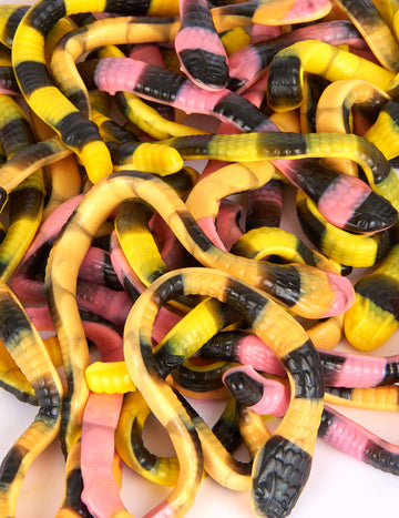 Bonbons serpents Pit le python jaunes roses et noirs