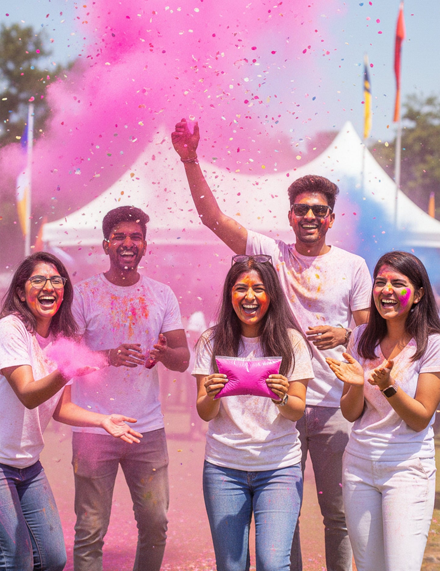 500 г саше флуоресцентен розов прах за Холи ефект