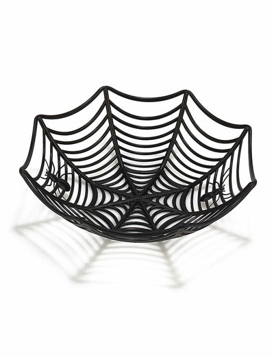 Saladier toile d'araignée pour Halloween noir avec petites araignées