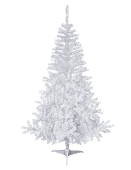 Vue de face du sapin artificiel enneigé blanc réaliste sur pied