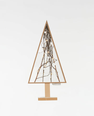 Светеща елха от естествено дърво 72 x 35 cm 