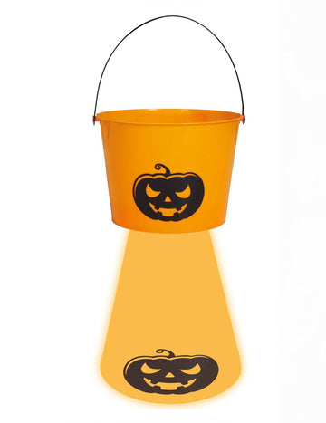 Оранжева тиква светеща кофа за бонбони