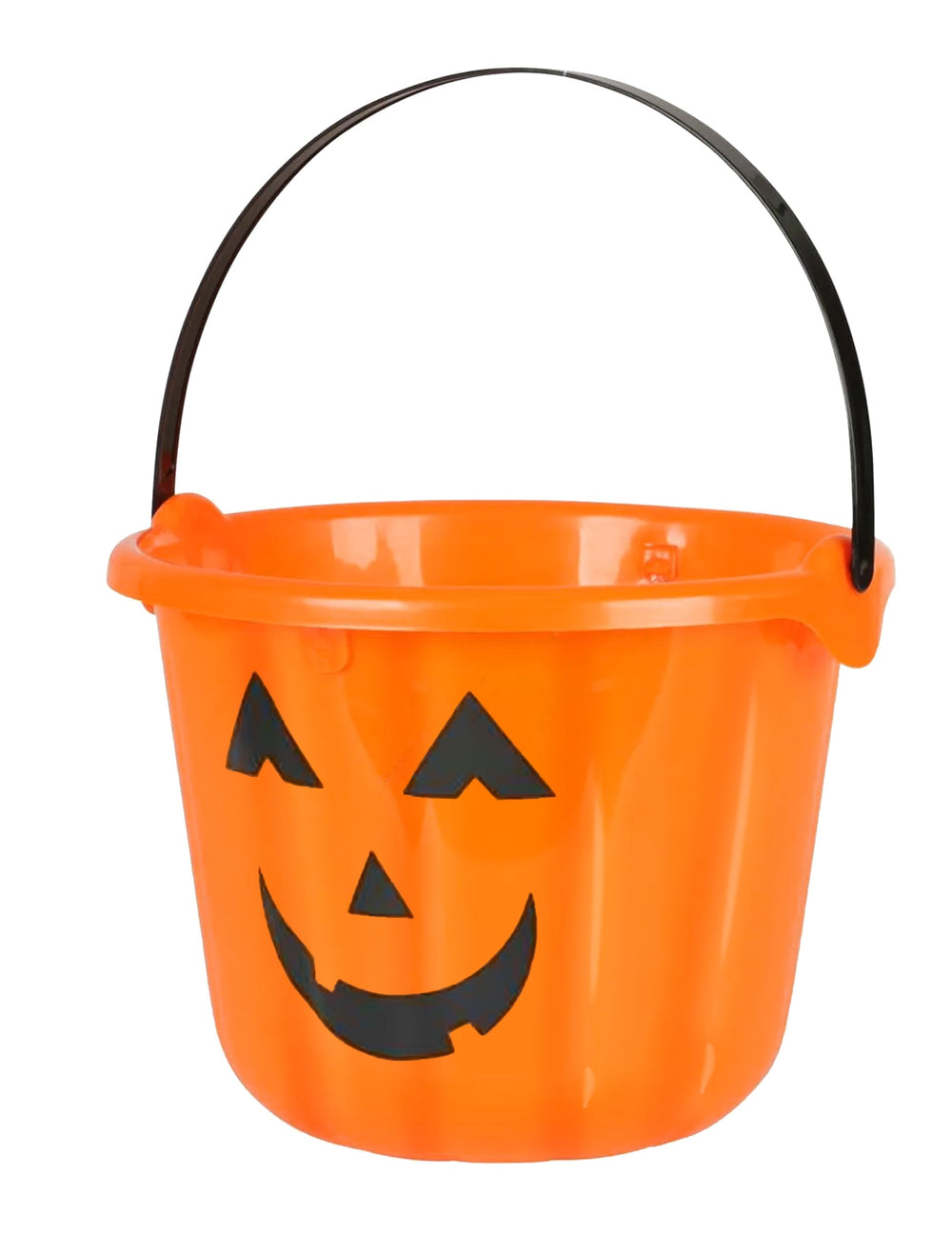 Seau citrouille pour Halloween orange avec visage noir