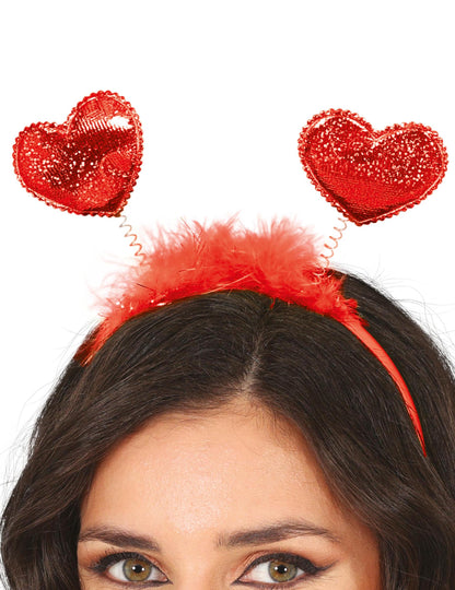 Диадема с червени сърца за възрастни 