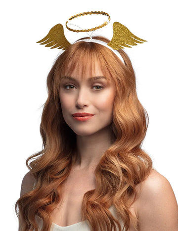 Възрастни златни ангелски крила и хало