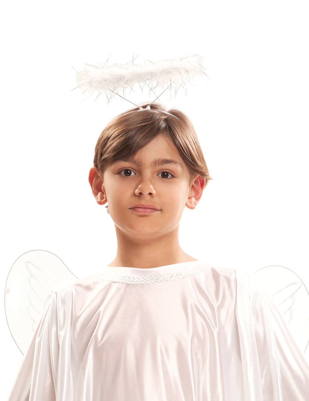 Serre tête auréole ange pour enfant blanc avec plumes