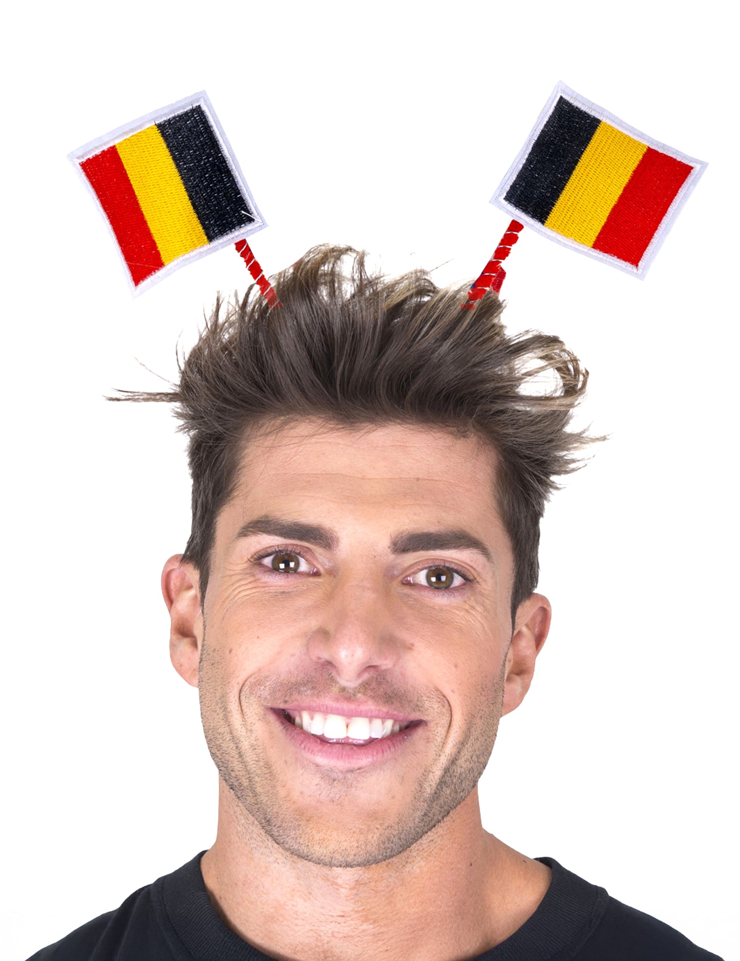 Serre-tête supporter drapeaux Belgique pour adulte noir jaune et rouge