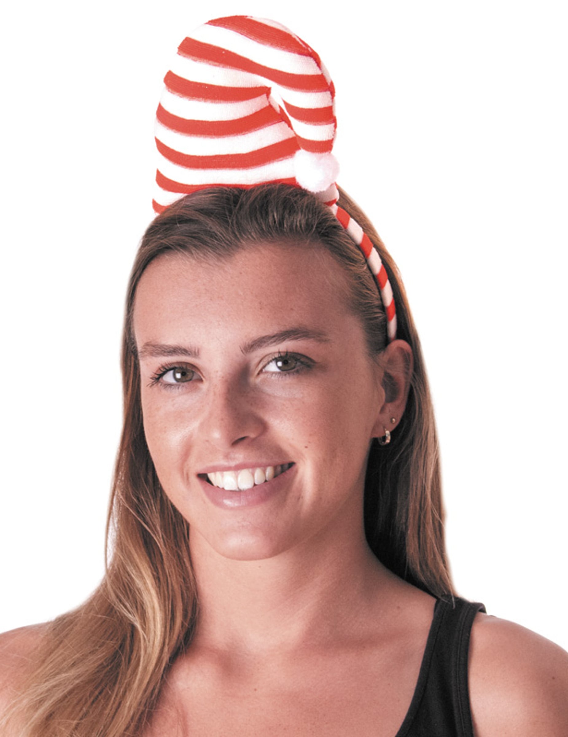 Serre-tête bonnet candy pour adulte rayé rouge et blanc