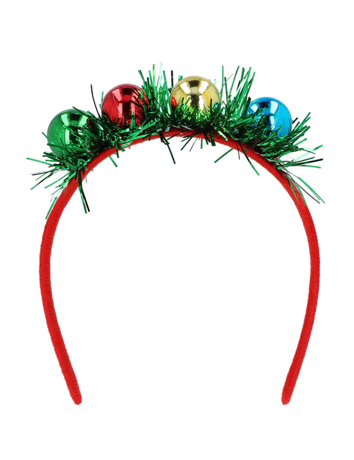 Vue de face du serre-tête boules de Noël pour adulte