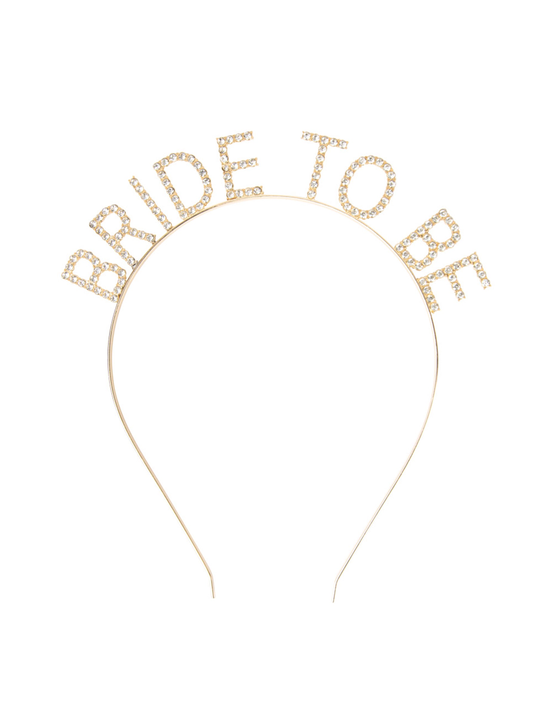 Gros plan sur l'inscription en strass du Serre-tête Bride to be