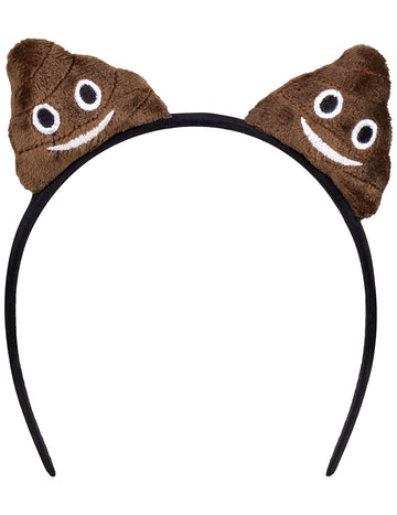 Serre-tête caca pour adulte marron et noir avec peluches souriantes