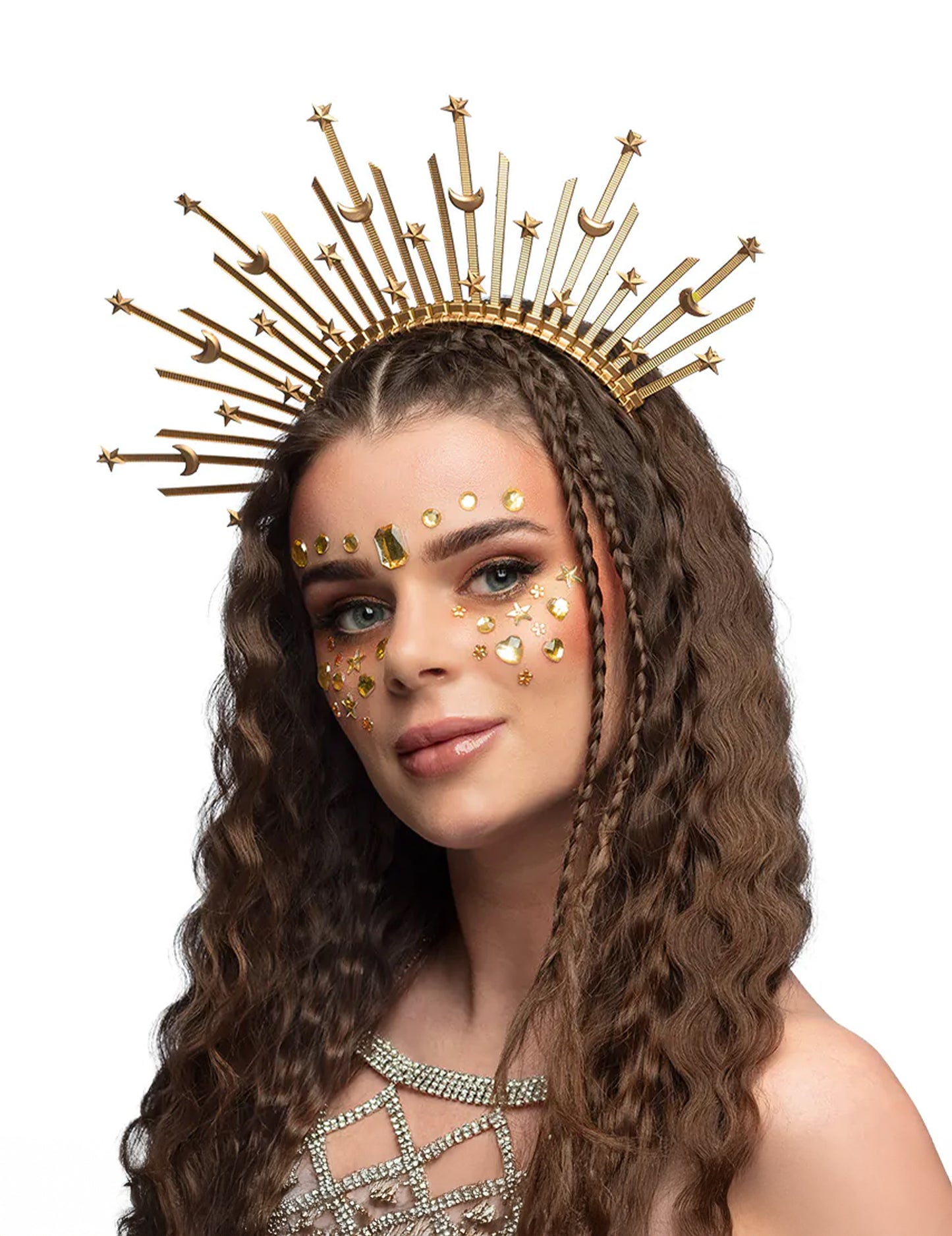 Лента за глава за възрастни със звезда и луна с ореол