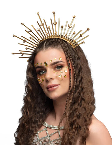 Лента за глава за възрастни със звезда и луна с ореол