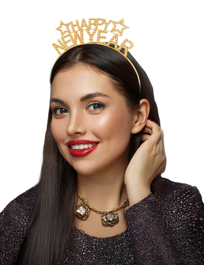 Диаграма за глава с кристали „Честита Нова година“ за възрастни