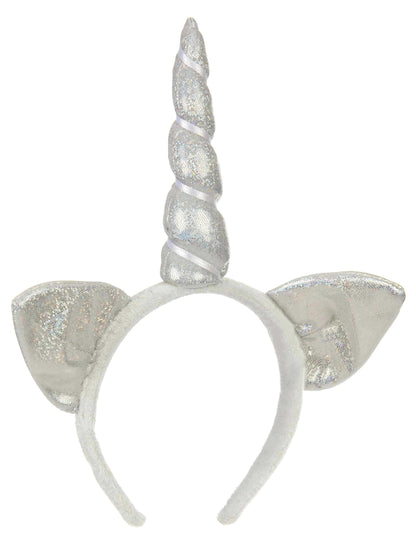 Serre-tête licorne pour adulte argent avec oreilles