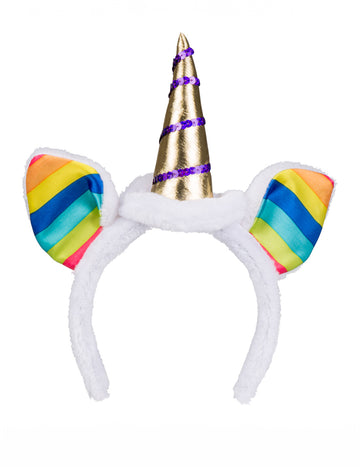 Лента за глава на еднорог с многоцветни уши за възрастни