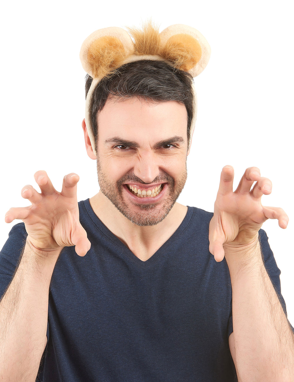 Vue de face du serre-tête lion adulte