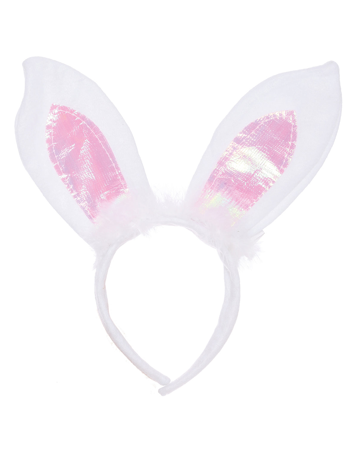 Détail de l'aspect irisé du serre-tête oreilles de lapin pour adulte