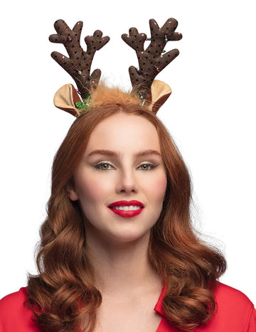 Лъскава коледна лента за глава на елени с Гарланд