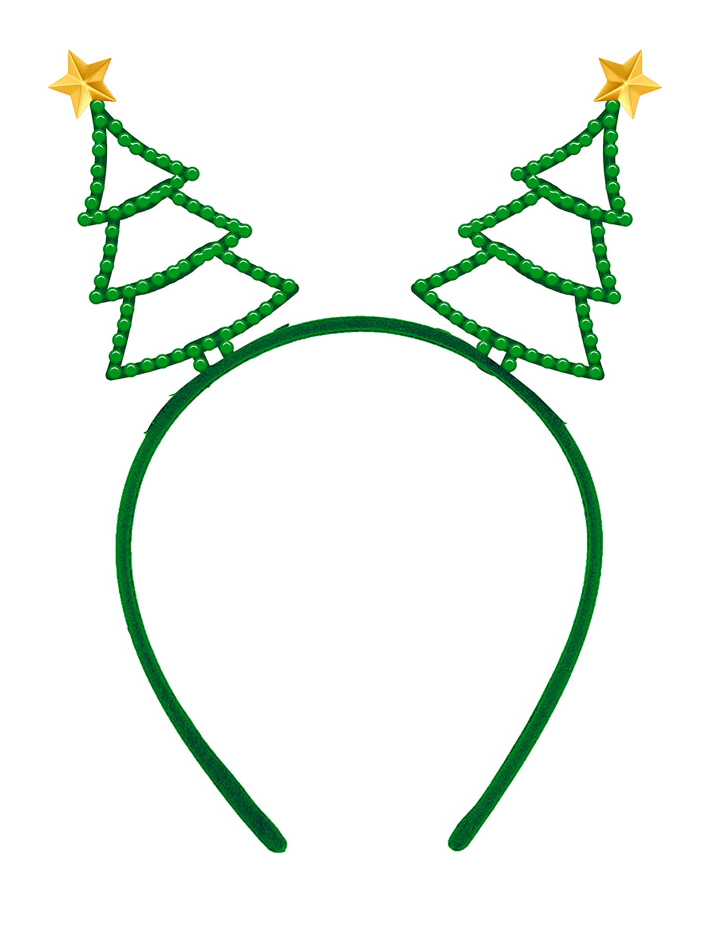 Лента за глава с коледна елха за възрастни с кристали