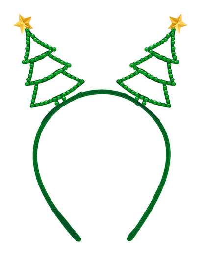 Лента за глава с коледна елха за възрастни с кристали