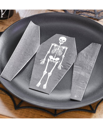 Хартиени салфетки с ковчег, скелет, пакет от 16, Хелоуин